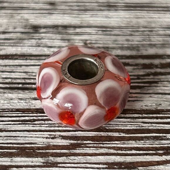 TROLLBEADS UU Lavender Pink & Red Flower Unique LAA 925S NEW! - Picture 4 of 8